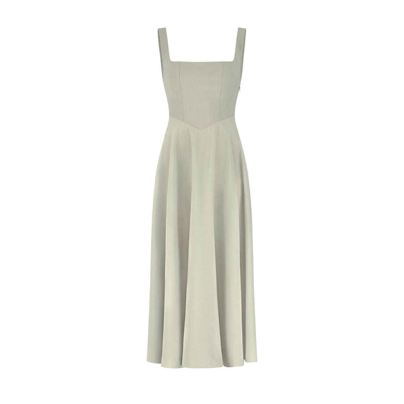 La robe midi taille haute à col carré ultime